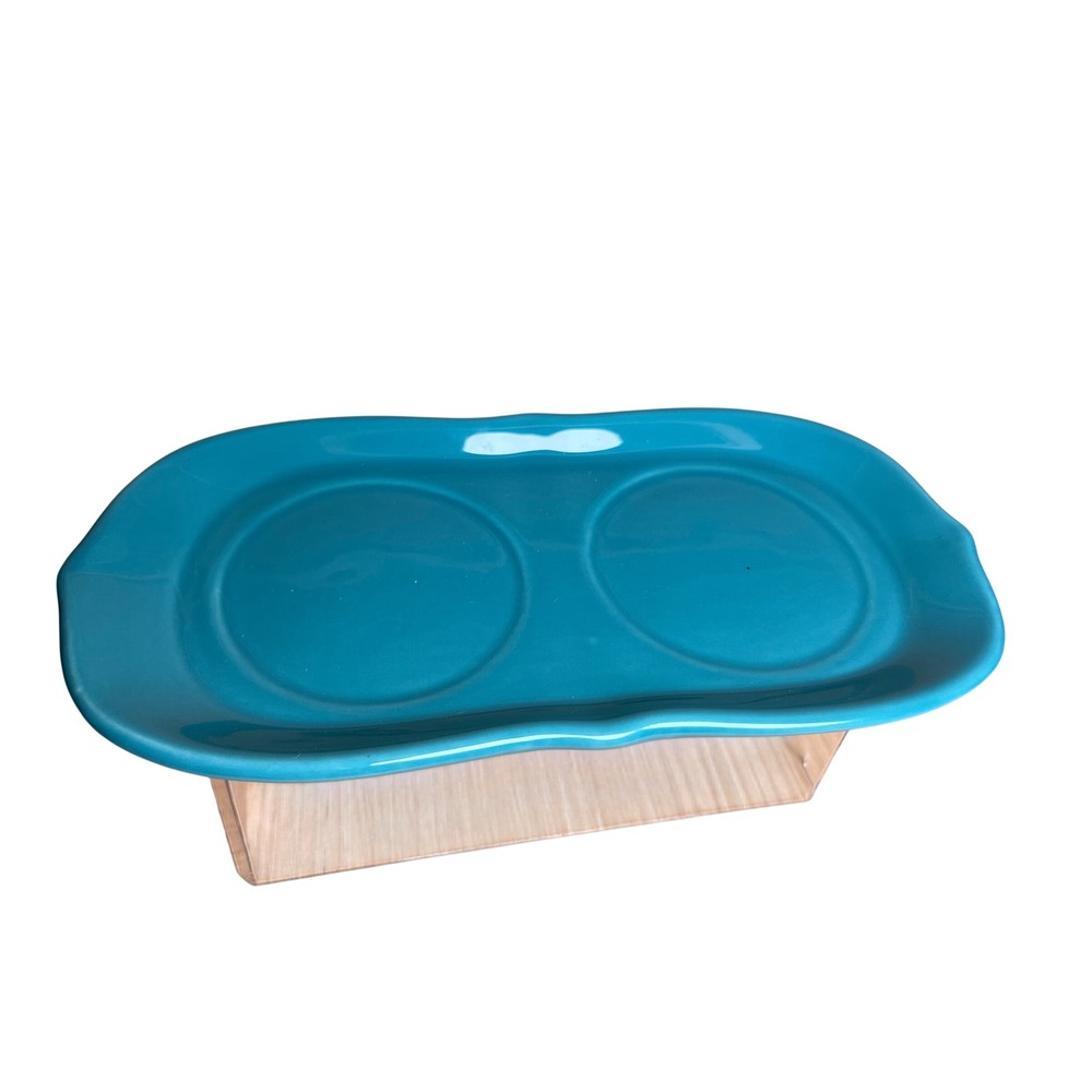 Pioneer Woman Teal Earthenware Soap Lotion Tray Scalloped Turquoise Farmhouse